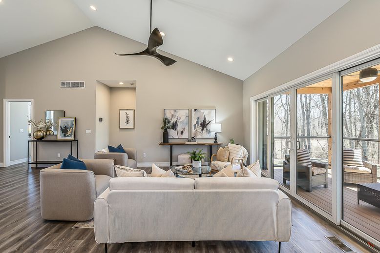 Interior, Living room, Recessed Lighting, Wood Texture Flooring