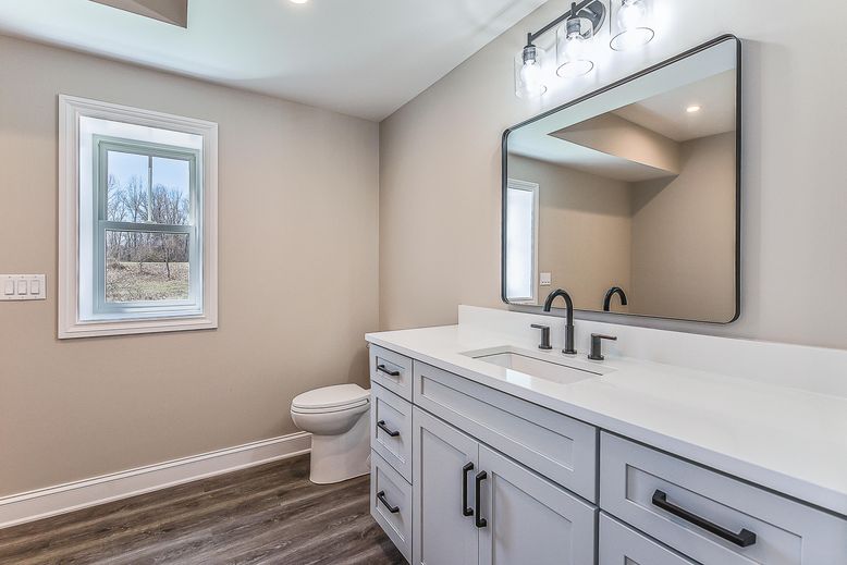 Bathroom, Interior, Recessed Lighting, Wood Texture Flooring