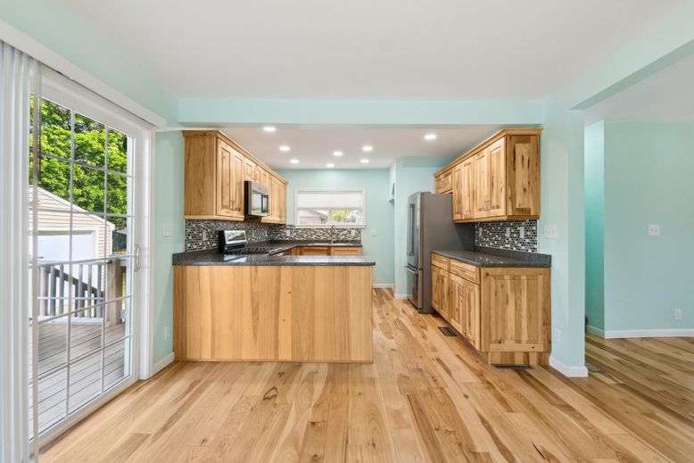 Interior, Kitchen, Recessed Lighting, Wood Texture Flooring
