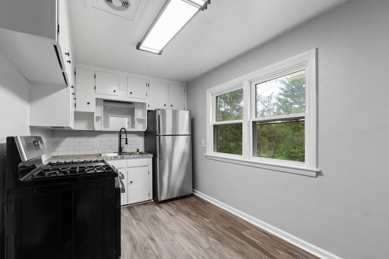 Interior, Kitchen, Stainless Steel Appliances, Wood Texture Flooring