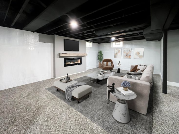 Fireplace, Interior, Living room, Recessed Lighting