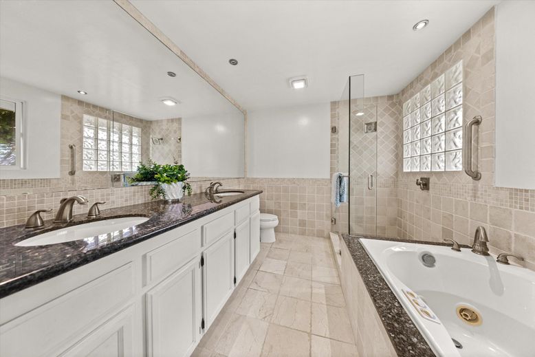 Bathroom, Dual Sink Vanities, Glass Shower, Interior, Recessed Lighting