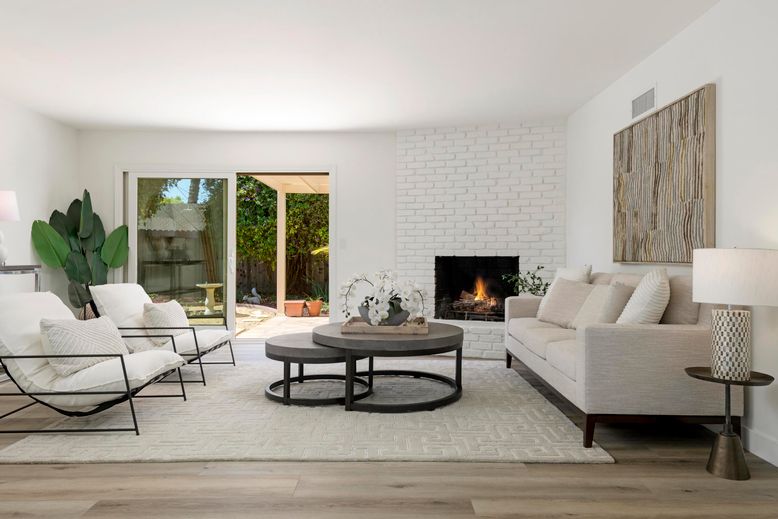 Fireplace, Interior, Living room, Stone Walls, Wood Texture Flooring