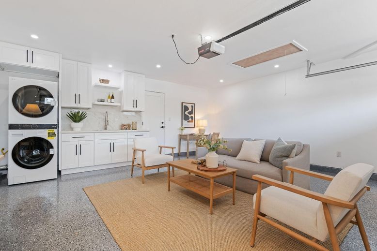 Interior, Kitchen, Living room, Recessed Lighting, Utility Closets, Washer