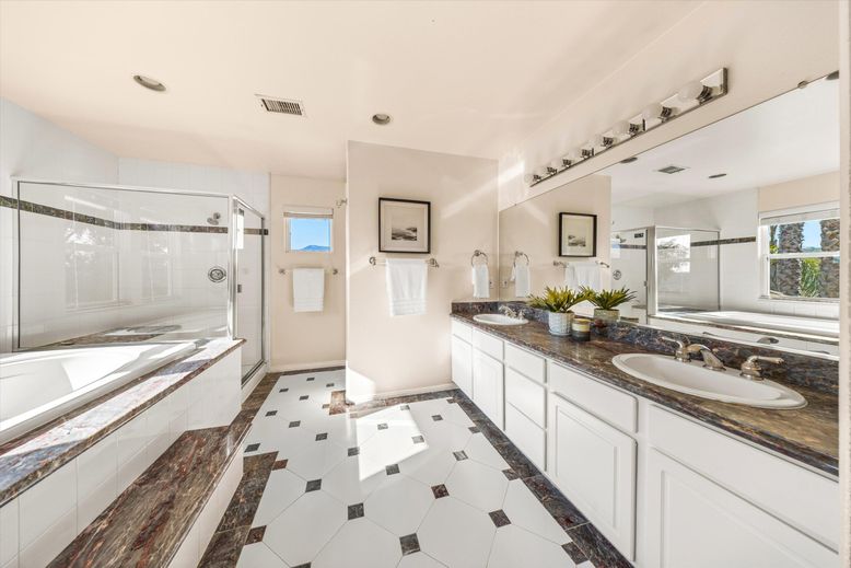Bathroom, Dual Sink Vanities, Glass Shower, Interior, Recessed Lighting