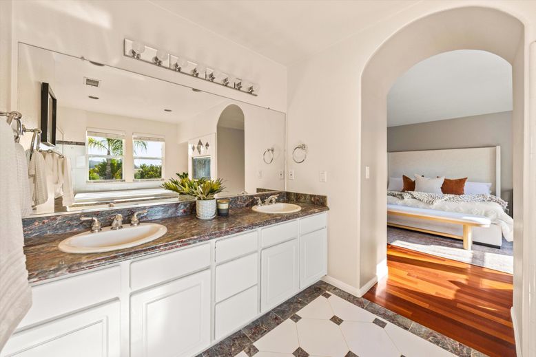 Bathroom, Bedroom, Dual Sink Vanities, Interior, Wood Texture Flooring