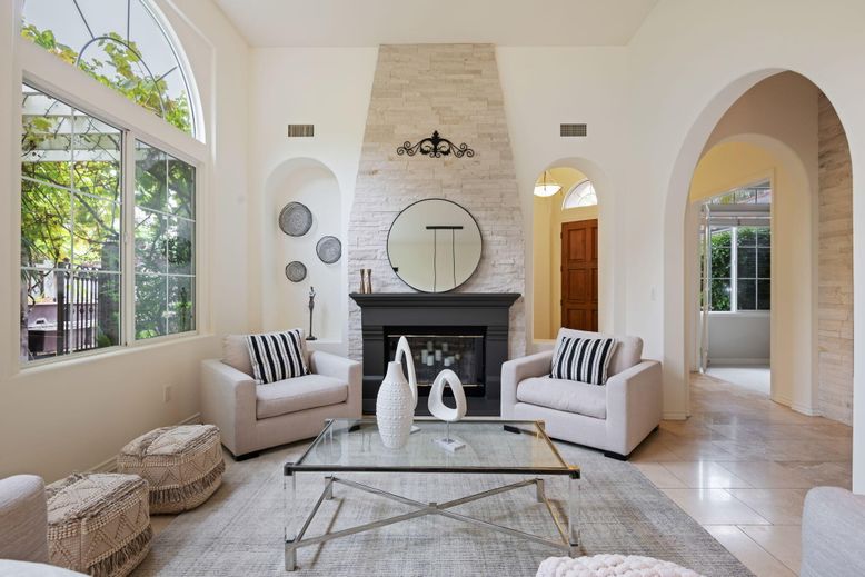 Fireplace, Interior, Living room, Stone Walls