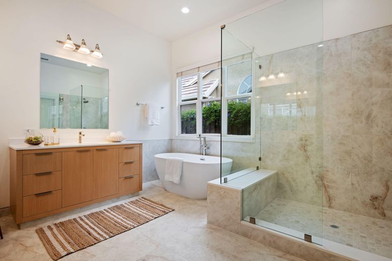 Bathroom, Dual Sink Vanities, Free Standing Baths, Glass Shower, Interior, Recessed Lighting