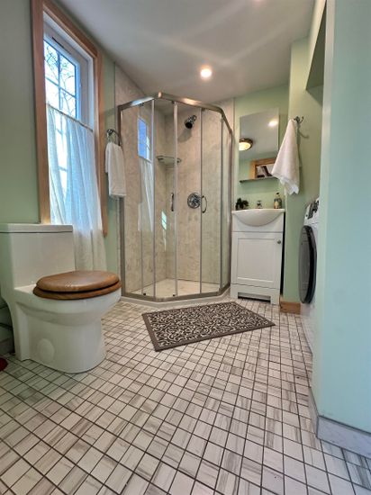 Bathroom, Glass Shower, Interior, Recessed Lighting, Washer