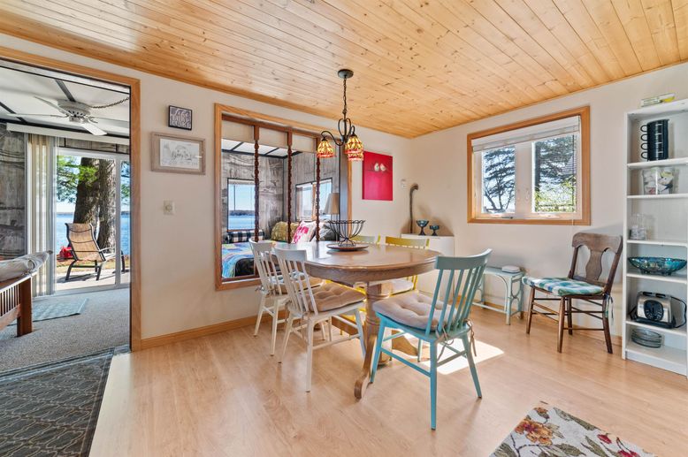 Dining room, Interior, Pendant Lights, Wooden Ceilings, Wood Texture Flooring