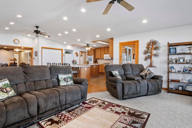 Interior, Kitchen, Living room, Recessed Lighting, Wood Texture Flooring