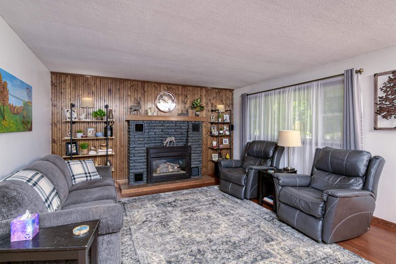 Fireplace, Interior, Living room, Wood Texture Flooring, Wooden Walls