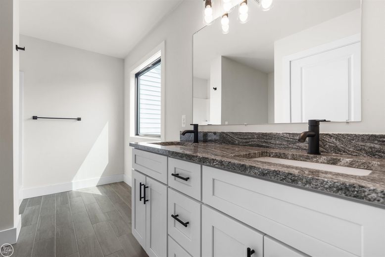 Bathroom, Dual Sink Vanities, Interior, Wood Texture Flooring