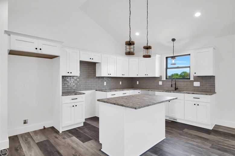 Interior, Kitchen, Pendant Lights, Recessed Lighting, Wood Texture Flooring