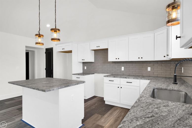 Interior, Kitchen, Pendant Lights, Wood Texture Flooring