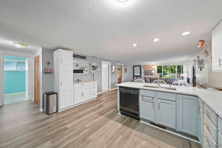 Interior, Kitchen, Recessed Lighting, Wood Texture Flooring