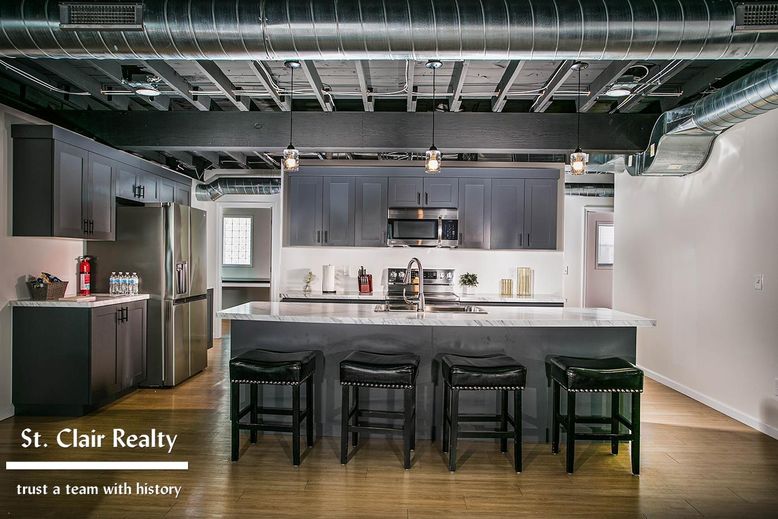 Interior, Kitchen, Pendant Lights, Stainless Steel Appliances, Wood Texture Flooring