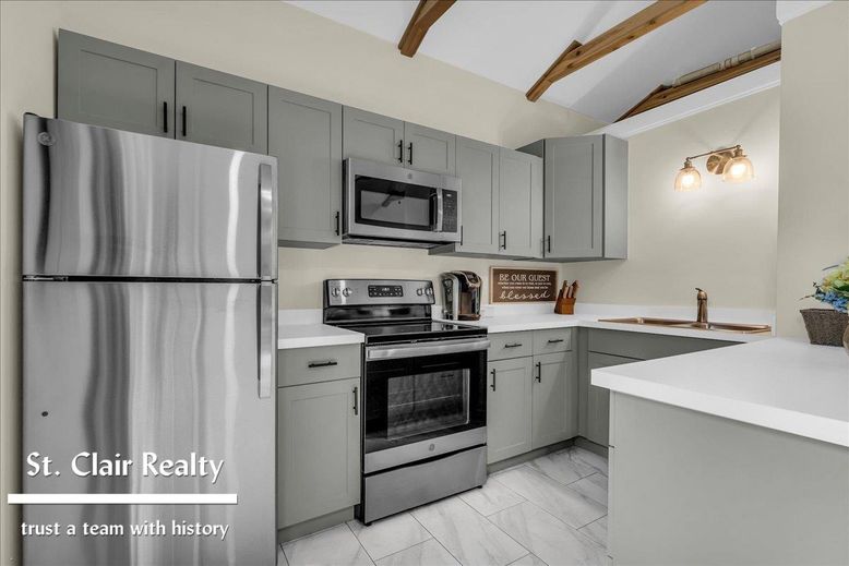 Interior, Kitchen, Stainless Steel Appliances, Wooden Beams, Wood Texture Flooring