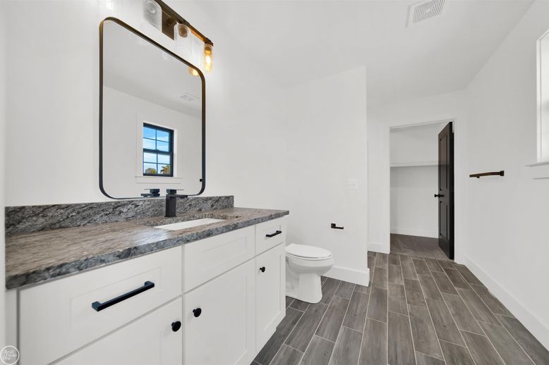 Bathroom, Dual Sink Vanities, Interior, Wood Texture Flooring