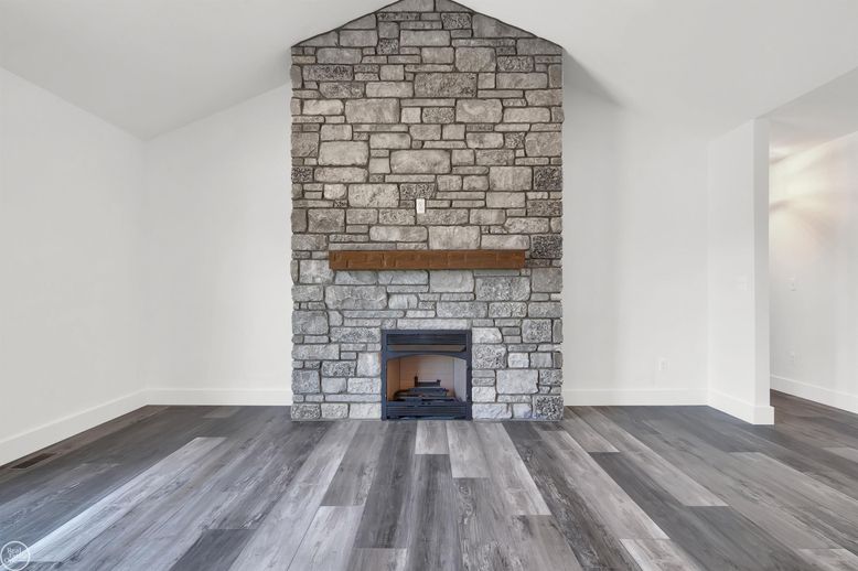 Fireplace, Interior, Stone Walls, Wood Texture Flooring