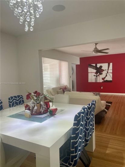 Dining room, Interior, Living room, Pendant Lights, Wood Texture Flooring