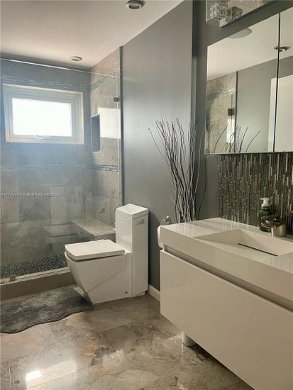Bathroom, Glass Shower, Interior, Recessed Lighting