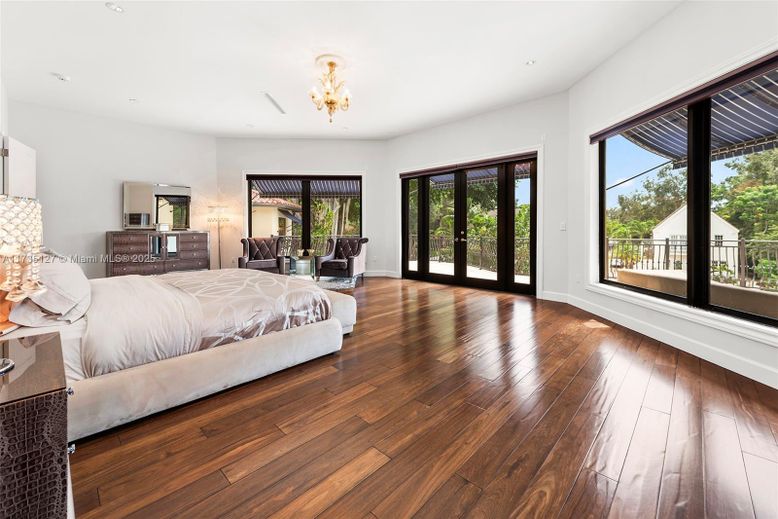 Bedroom, Chandelier, Interior, Recessed Lighting, Wood Texture Flooring