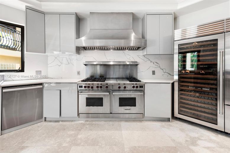 Interior, Kitchen, Marble Walls, Stainless Steel Appliances