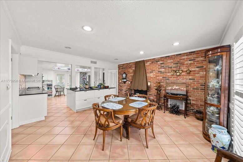 Dining room, Interior, Recessed Lighting, Stone Walls