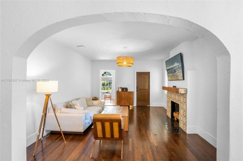 Fireplace, Interior, Living room, Pendant Lights, Wood Texture Flooring