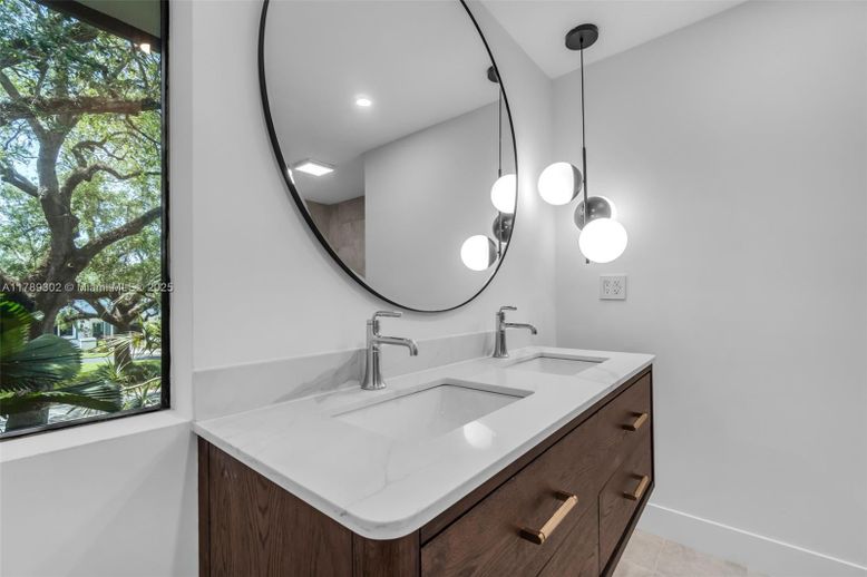 Bathroom, Dual Sink Vanities, Interior, Pendant Lights, Recessed Lighting