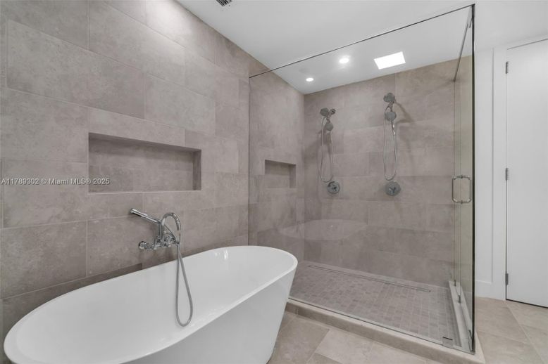 Bathroom, Free Standing Baths, Glass Shower, Interior, Recessed Lighting