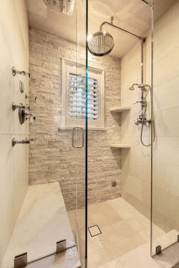 Bathroom, Glass Shower, Interior, Stone Walls