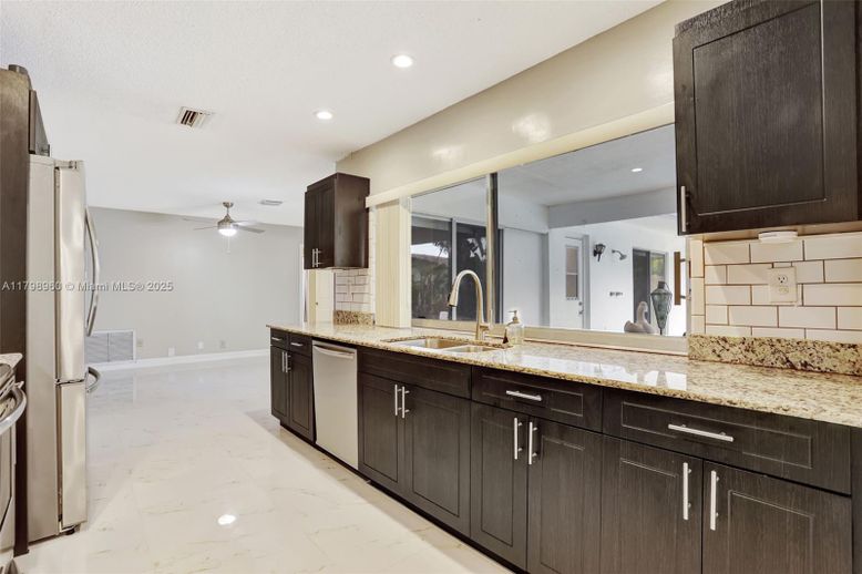 Interior, Kitchen, Marble, Recessed Lighting, Stainless Steel Appliances