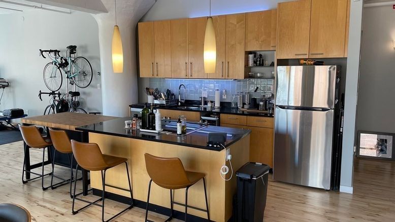 Interior, Kitchen, Pendant Lights, Wood Texture Flooring
