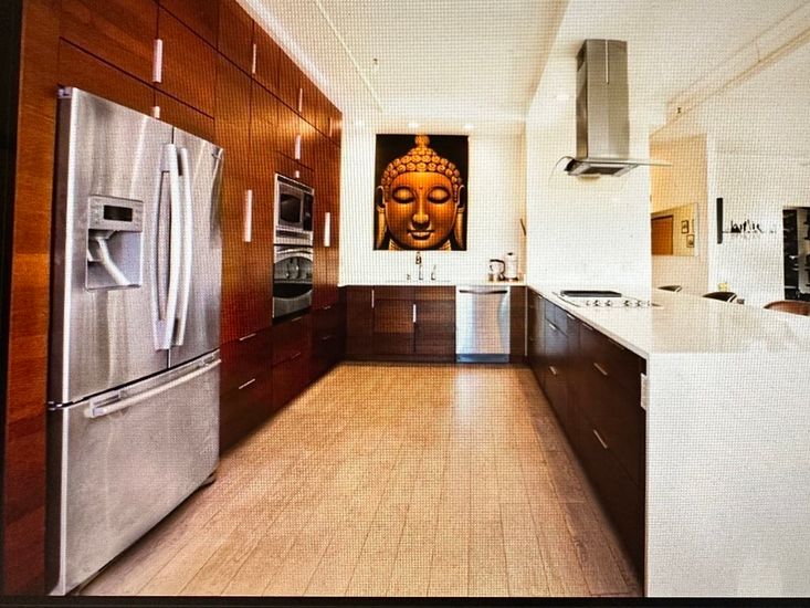 Interior, Kitchen, Stainless Steel Appliances, Wood Texture Flooring