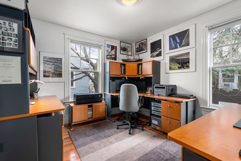 Home Office, Interior, Recessed Lighting, Wood Texture Flooring