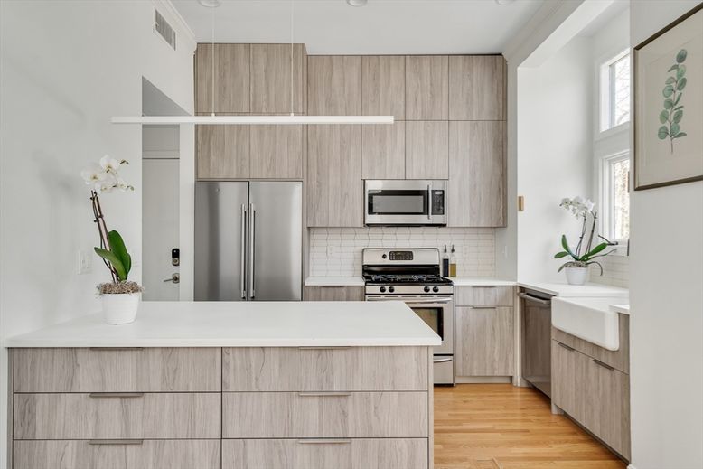 Interior, Kitchen, Stainless Steel Appliances, Wood Texture Flooring