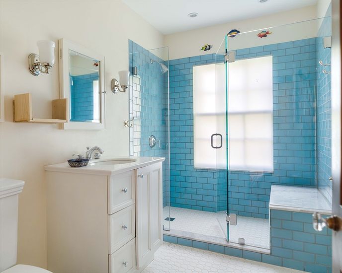 Bathroom, Glass Shower, Interior, Recessed Lighting