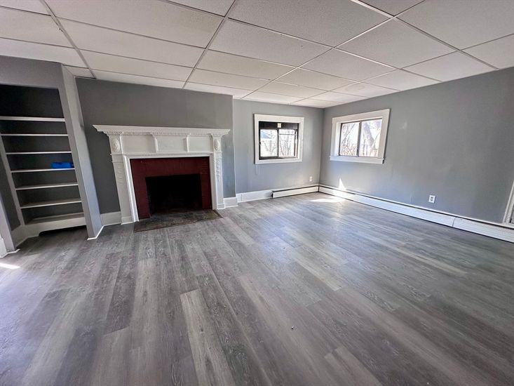 Empty room, Fireplace, Interior, Wood Texture Flooring