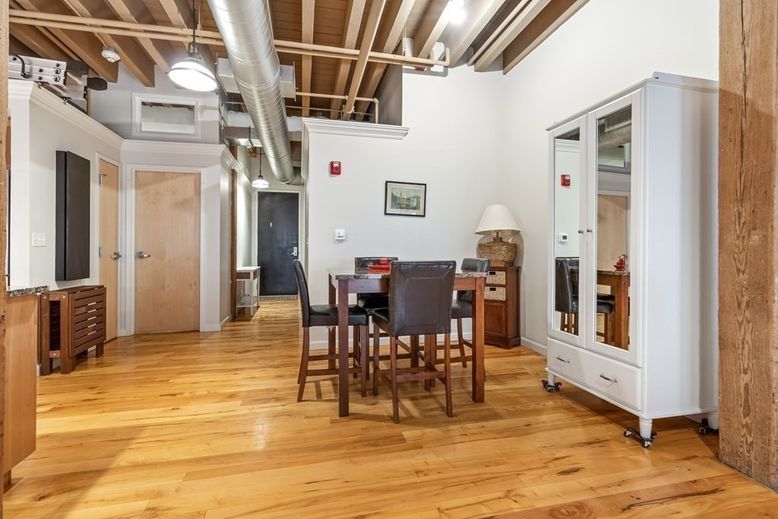 Dining room, Interior, Pendant Lights, Wooden Beams, Wooden Ceilings, Wood Texture Flooring
