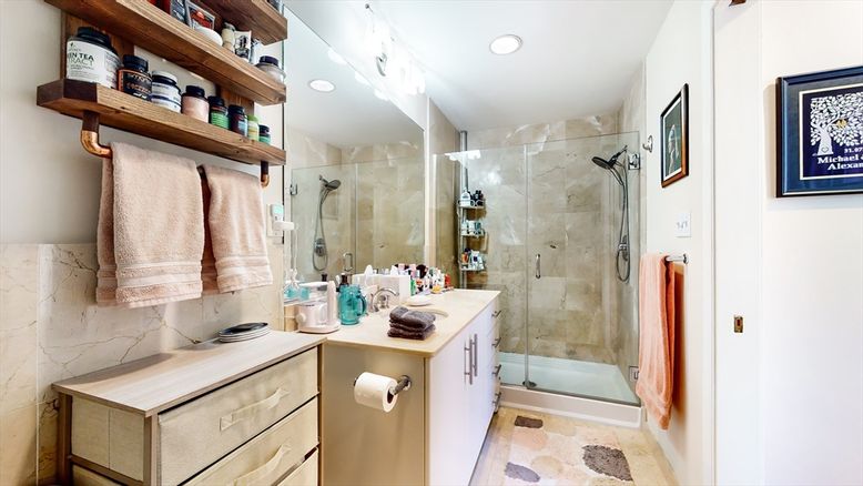 Bathroom, Glass Shower, Interior, Recessed Lighting