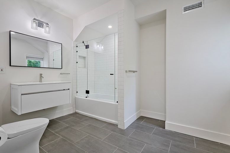 Bathroom, Glass Shower, Interior, Recessed Lighting