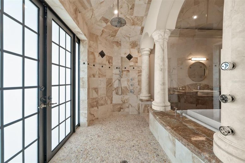 Bathroom, Glass Shower, Interior, Recessed Lighting