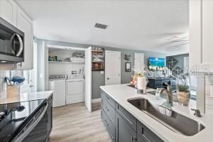 Interior, Kitchen, Washer, Wood Texture Flooring