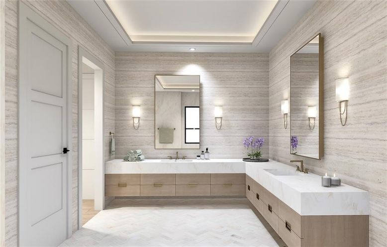 Bathroom, Dual Sink Vanities, Interior, Recessed Lighting