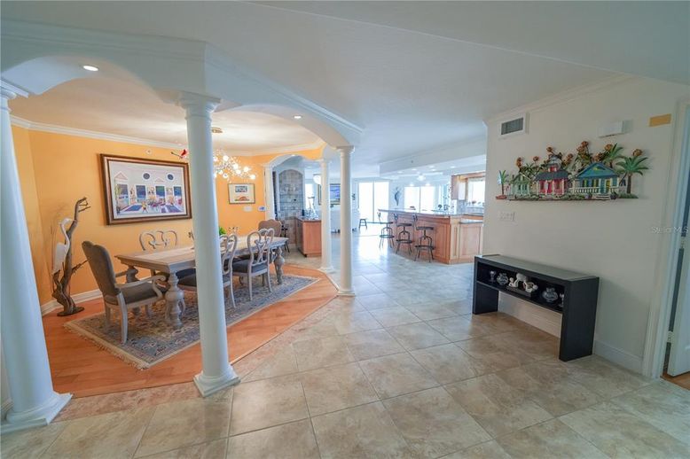 Dining room, Interior, Recessed Lighting, Wood Texture Flooring