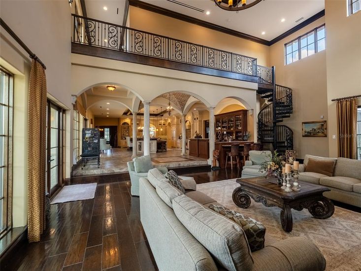 Interior, Living room, Recessed Lighting, Wood Texture Flooring
