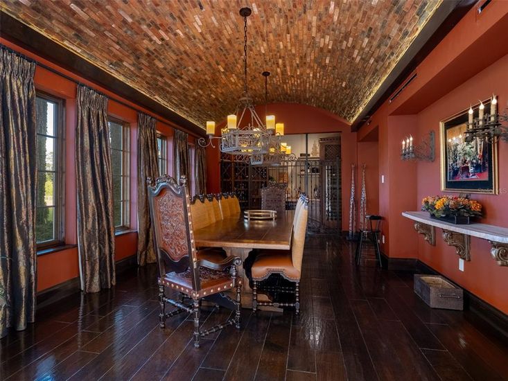 Chandelier, Dining room, Interior, Wood Texture Flooring