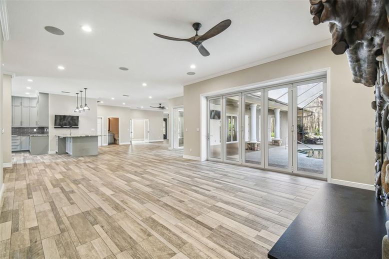 Interior, Kitchen, Pendant Lights, Recessed Lighting, Wood Texture Flooring